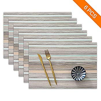 Placemats for Dining Table 13x19 Set of 4 pieces Tapestry Woven Fabric Table Mats Machine Washable by Avira Home 